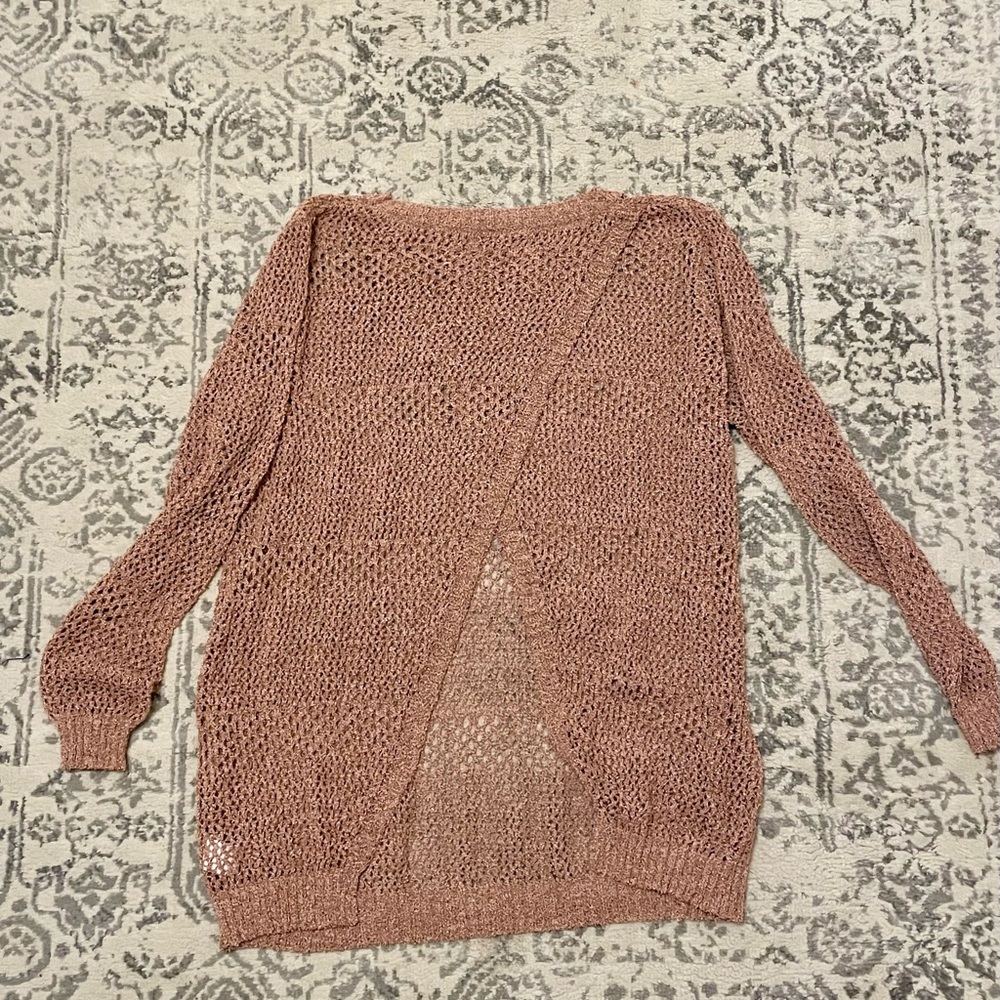 Cozy Casual - Tan Open Back, Elbow length sweater
